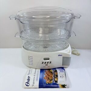 Oster 5712 Food Steamer Digital 6.1 Qt Double Tier LCD Timer Tested Complete
